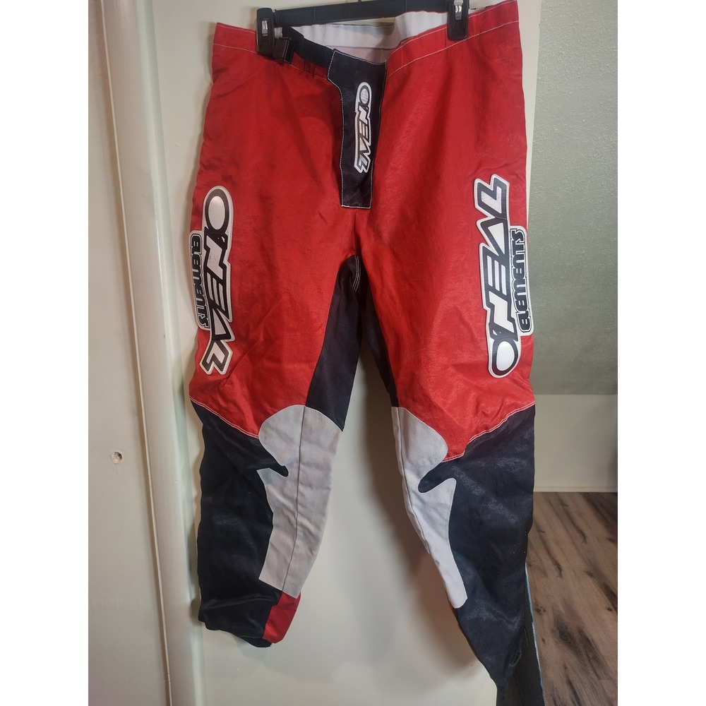 O'Neal Elements Motocross Racing Pants Red Black White Size 38 Mens Dirt Bike